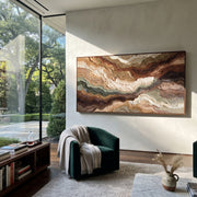 "Layered Sediment Ridge Relief" - Modern Heavy Impasto Landscape Artwork | White & Beige Palette Knife Painting | Luxury Horizontal Wall Art #Q 256
