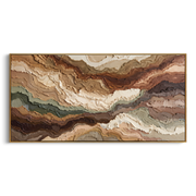 "Layered Sediment Ridge Relief" - Modern Heavy Impasto Landscape Artwork | White & Beige Palette Knife Painting | Luxury Horizontal Wall Art #Q 256