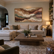 "Layered Sediment Ridge Relief" - Modern Heavy Impasto Landscape Artwork | White & Beige Palette Knife Painting | Luxury Horizontal Wall Art #Q 256