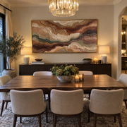 "Layered Sediment Ridge Relief" - Modern Heavy Impasto Landscape Artwork | White & Beige Palette Knife Painting | Luxury Horizontal Wall Art #Q 256