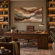 "Layered Sediment Ridge Relief" - Modern Heavy Impasto Landscape Artwork | White & Beige Palette Knife Painting | Luxury Horizontal Wall Art #Q 256