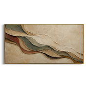"Curved Canyon Layer Relief" - Modern Heavy Impasto Topographic Abstract | White & Beige Palette Knife Painting | Luxury Horizontal Wall Art #Q 257