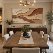 "Tactile Stone Horizon Relief" - Modern Heavy Impasto Topographic Abstract | White & Brown Palette Knife Painting | Luxury Horizontal Wall Art #Q 258
