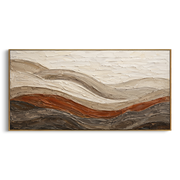 "Ivory Desert Fault Relief" - Modern Heavy Impasto Topographic Abstract | White & Beige Palette Knife Painting | Luxury Horizontal Wall Art #Q 260