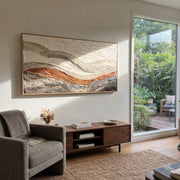 "Ivory Desert Fault Relief" - Modern Heavy Impasto Topographic Abstract | White & Beige Palette Knife Painting | Luxury Horizontal Wall Art #Q 260