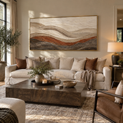 "Ivory Desert Fault Relief" - Modern Heavy Impasto Topographic Abstract | White & Beige Palette Knife Painting | Luxury Horizontal Wall Art #Q 260
