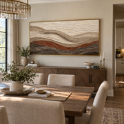 "Ivory Desert Fault Relief" - Modern Heavy Impasto Topographic Abstract | White & Beige Palette Knife Painting | Luxury Horizontal Wall Art #Q 260