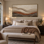 "Ivory Desert Fault Relief" - Modern Heavy Impasto Topographic Abstract | White & Beige Palette Knife Painting | Luxury Horizontal Wall Art #Q 260