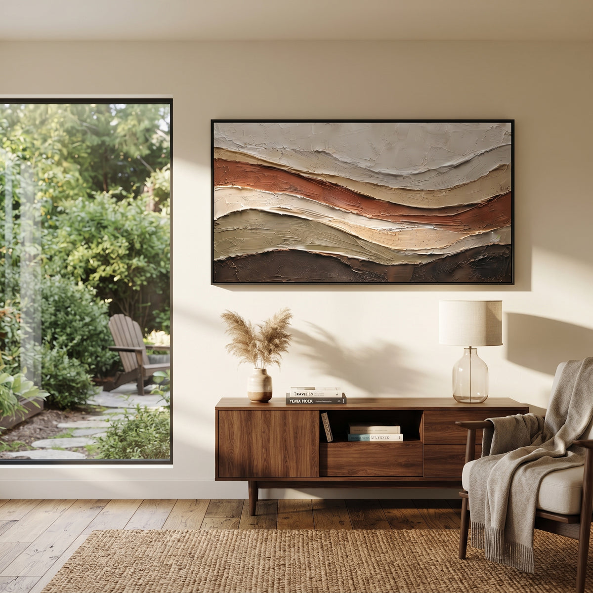 "Shell Clay Terrace Relief" - Modern Heavy Impasto Topographic Abstract | White & Beige Palette Knife Painting | Luxury Horizontal Wall Art #Q 261