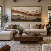 "Shell Clay Terrace Relief" - Modern Heavy Impasto Topographic Abstract | White & Beige Palette Knife Painting | Luxury Horizontal Wall Art #Q 261