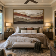 "Shell Clay Terrace Relief" - Modern Heavy Impasto Topographic Abstract | White & Beige Palette Knife Painting | Luxury Horizontal Wall Art #Q 261