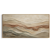 "Luminous Folded Earth Vein Relief" - Modern Heavy Impasto Topographic Abstract | White & Beige Palette Knife Painting | Luxury Horizontal Wall Art #Q 262