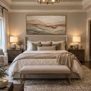 "Luminous Folded Earth Vein Relief" - Modern Heavy Impasto Topographic Abstract | White & Beige Palette Knife Painting | Luxury Horizontal Wall Art #Q 262