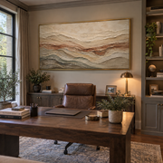 "Luminous Folded Earth Vein Relief" - Modern Heavy Impasto Topographic Abstract | White & Beige Palette Knife Painting | Luxury Horizontal Wall Art #Q 262
