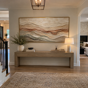 "Luminous Folded Earth Vein Relief" - Modern Heavy Impasto Topographic Abstract | White & Beige Palette Knife Painting | Luxury Horizontal Wall Art #Q 262