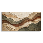 "Terraced Mesa Drift Relief" - Modern Heavy Impasto Topographic Abstract | White & Beige Palette Knife Painting | Luxury Horizontal Wall Art #Q 265