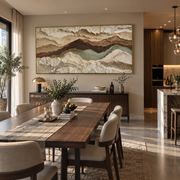 "Gilded Riverbed Wall Relief" - Modern Heavy Impasto Topographic Abstract | White & Beige Palette Knife Painting | Luxury Horizontal Wall Art #Q 266