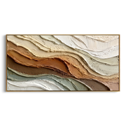"Raised Sediment Ridge Relief" - Modern Heavy Impasto Landscape Artwork | White & Beige Palette Knife Painting | Luxury Horizontal Wall Art #Q 268