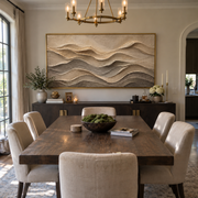 "Winding Canyon Layer Relief" - Modern Heavy Impasto Topographic Abstract | White & Beige Palette Knife Painting | Luxury Horizontal Wall Art #Q 269