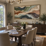 "Undulating Stone Horizon Relief" - Modern Heavy Impasto Topographic Abstract | White & Beige Palette Knife Painting | Luxury Horizontal Wall Art #Q 270