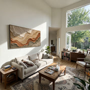 "Marbled Desert Fault Relief" - Modern Heavy Impasto Topographic Abstract | White & Beige Palette Knife Painting | Luxury Horizontal Wall Art #Q 272