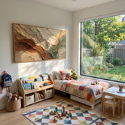 "Horizon Clay Terrace Relief" - Modern Heavy Impasto Topographic Abstract | White & Beige Palette Knife Painting | Luxury Horizontal Wall Art #Q 273