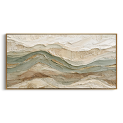 "Soft Earth Vein Relief" - Modern Heavy Impasto Topographic Abstract | White & Beige Palette Knife Painting | Luxury Horizontal Wall Art #Q 274