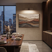 "Granular Layered Valley Relief" - Modern Heavy Impasto Landscape Artwork | White & Beige Palette Knife Painting | Luxury Horizontal Wall Art #Q 275