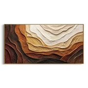 "Mineral Geologic Cut Relief" - Modern Heavy Impasto Topographic Abstract | White & Beige Palette Knife Painting | Luxury Horizontal Wall Art #Q 276