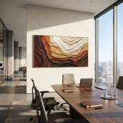 "Mineral Geologic Cut Relief" - Modern Heavy Impasto Topographic Abstract | White & Beige Palette Knife Painting | Luxury Horizontal Wall Art #Q 276