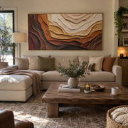 "Mineral Geologic Cut Relief" - Modern Heavy Impasto Topographic Abstract | White & Beige Palette Knife Painting | Luxury Horizontal Wall Art #Q 276