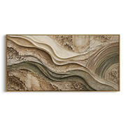 "Folded Riverbed Wall Relief" - Modern Heavy Impasto Topographic Abstract | White & Beige Palette Knife Painting | Luxury Horizontal Wall Art #Q 278