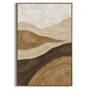 "Flowing Rugged Slope Relief" - Modern Heavy Impasto Topographic Abstract | Beige & White Palette Knife Painting | Luxury Vertical Wall Art #Q 279