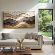"Sculpted Sediment Ridge Relief" - Modern Heavy Impasto Landscape Artwork | White & Beige Palette Knife Painting | Luxury Horizontal Wall Art #Q 280