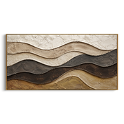 "Sculpted Sediment Ridge Relief" - Modern Heavy Impasto Landscape Artwork | White & Beige Palette Knife Painting | Luxury Horizontal Wall Art #Q 280