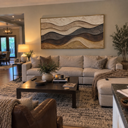 "Sculpted Sediment Ridge Relief" - Modern Heavy Impasto Landscape Artwork | White & Beige Palette Knife Painting | Luxury Horizontal Wall Art #Q 280