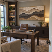 "Sculpted Sediment Ridge Relief" - Modern Heavy Impasto Landscape Artwork | White & Beige Palette Knife Painting | Luxury Horizontal Wall Art #Q 280