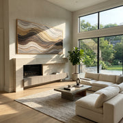 "Earthtone Mountain Strata Relief" - Modern Heavy Impasto Topographic Abstract | White & Beige Palette Knife Painting | Luxury Horizontal Wall Art #Q 283