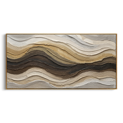 "Earthtone Mountain Strata Relief" - Modern Heavy Impasto Topographic Abstract | White & Beige Palette Knife Painting | Luxury Horizontal Wall Art #Q 283
