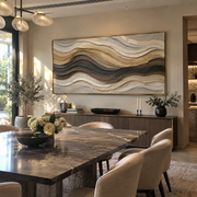 "Earthtone Mountain Strata Relief" - Modern Heavy Impasto Topographic Abstract | White & Beige Palette Knife Painting | Luxury Horizontal Wall Art #Q 283