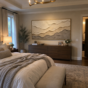 "Dune Desert Fault Relief" - Modern Heavy Impasto Topographic Abstract | White & Beige Palette Knife Painting | Luxury Horizontal Wall Art #Q 284