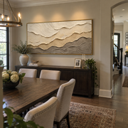 "Dune Desert Fault Relief" - Modern Heavy Impasto Topographic Abstract | White & Beige Palette Knife Painting | Luxury Horizontal Wall Art #Q 284