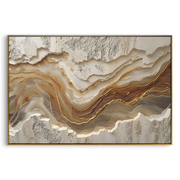 "Carved Clay Terrace Relief" - Modern Heavy Impasto Topographic Abstract | Beige & White Palette Knife Painting | Luxury Horizontal Wall Art #Q 285