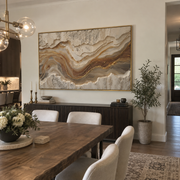 "Carved Clay Terrace Relief" - Modern Heavy Impasto Topographic Abstract | Beige & White Palette Knife Painting | Luxury Horizontal Wall Art #Q 285