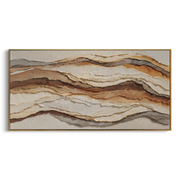 "Drifted Earth Vein Relief" - Modern Heavy Impasto Topographic Abstract | White & Beige Palette Knife Painting | Luxury Horizontal Wall Art #Q 286