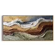 "Cracked Geologic Cut Relief" - Modern Heavy Impasto Topographic Abstract | White & Beige Palette Knife Painting | Luxury Horizontal Wall Art #Q 288