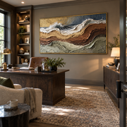 "Cracked Geologic Cut Relief" - Modern Heavy Impasto Topographic Abstract | White & Beige Palette Knife Painting | Luxury Horizontal Wall Art #Q 288