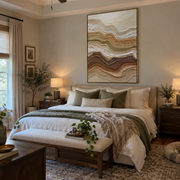 "Sandstone Mesa Drift Relief" - Modern Heavy Impasto Topographic Abstract | White & Beige Palette Knife Painting | Luxury Vertical Wall Art #Q 289