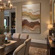 "Sandstone Mesa Drift Relief" - Modern Heavy Impasto Topographic Abstract | White & Beige Palette Knife Painting | Luxury Vertical Wall Art #Q 289