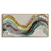 "Quiet Rugged Slope Relief" - Modern Heavy Impasto Topographic Abstract | White & Beige Palette Knife Painting | Luxury Horizontal Wall Art #Q 291